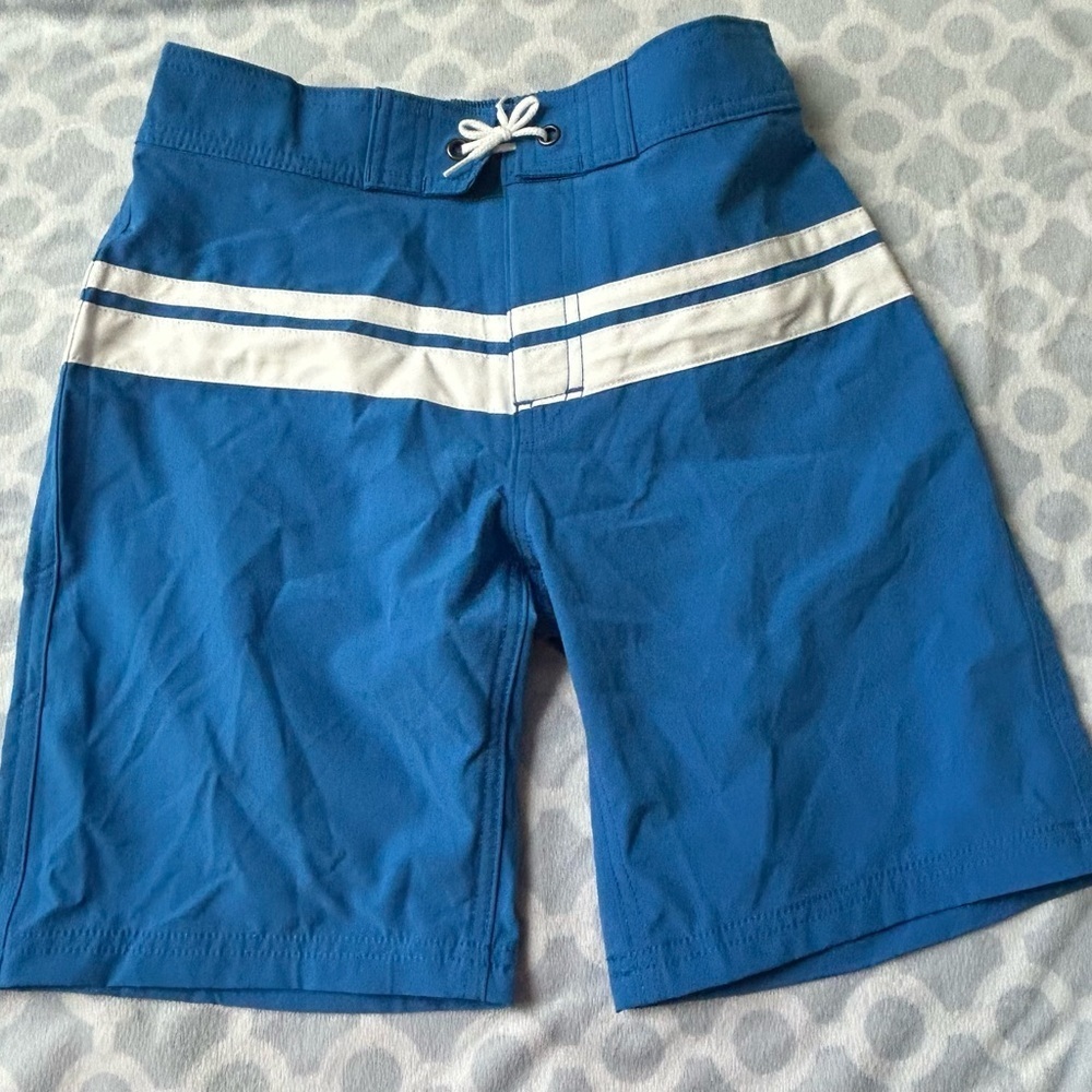 J Crew blue and White Kids Swim Trunks